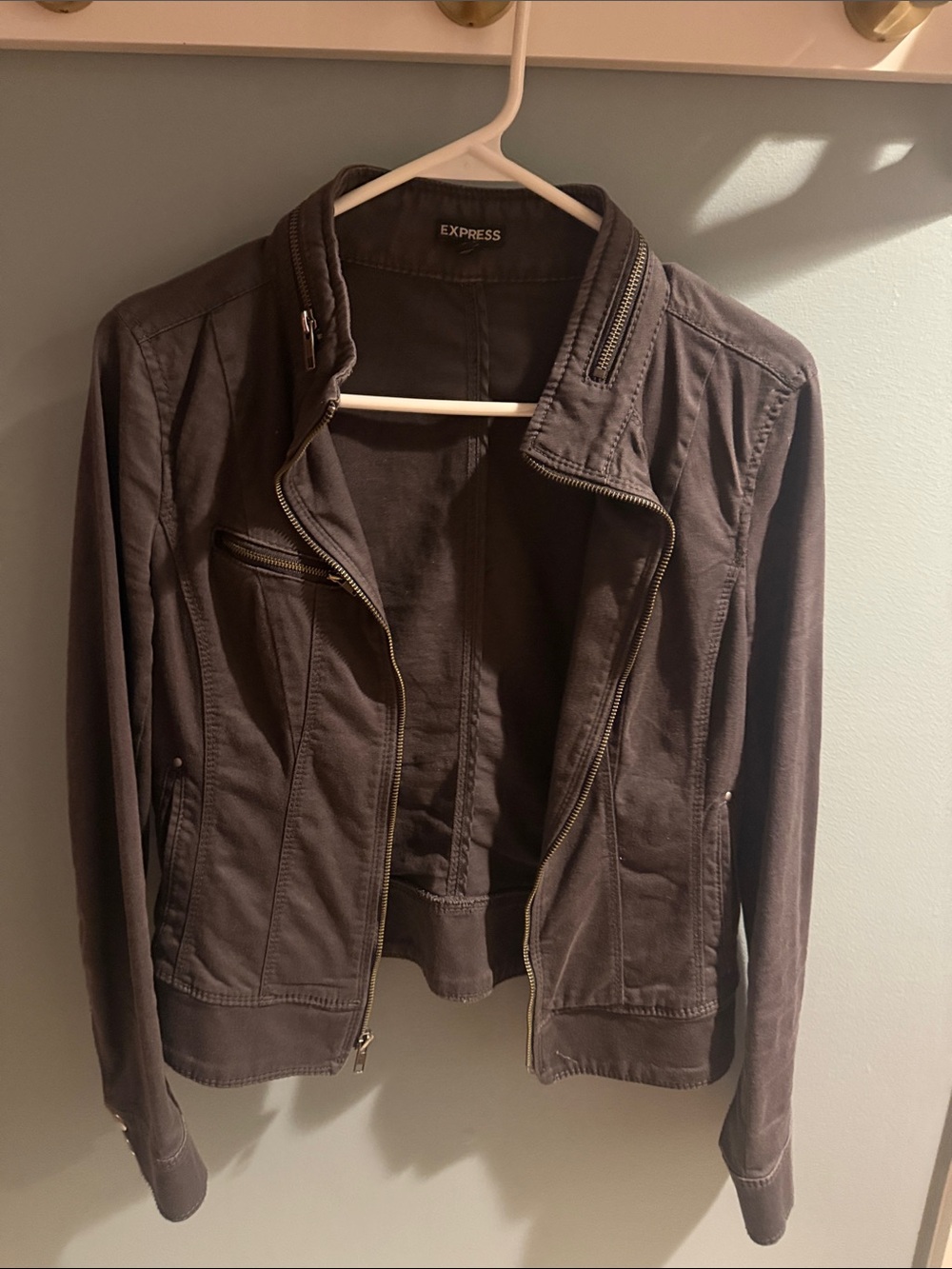 Express Women's Charcoal Zip-Front Jacket